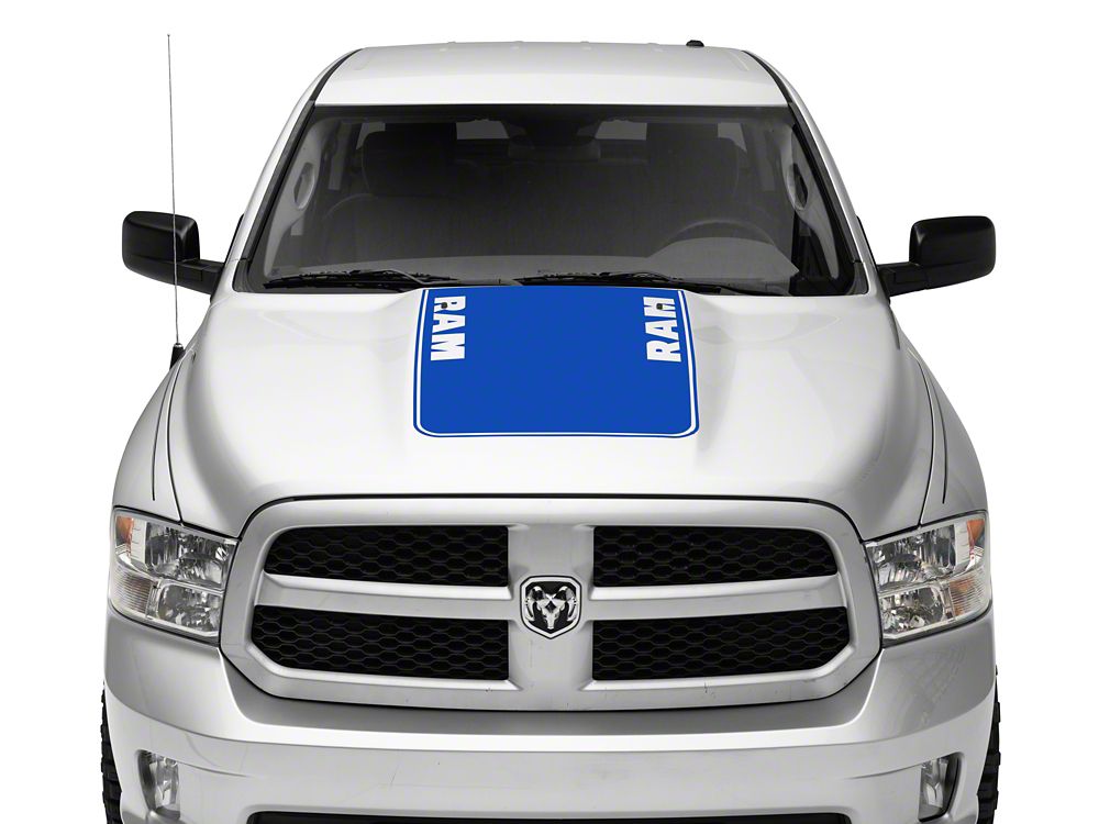 RAM Licensed by RedRock Hood Decal with RAM Logo; Blue (09-18 RAM 1500, Excluding Rebel)
