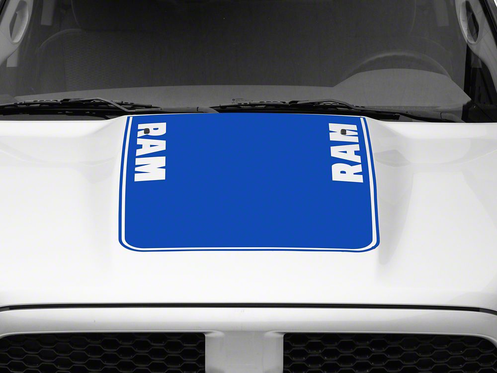 RAM Licensed by RedRock Hood Decal with RAM Logo; Blue (09-18 RAM 1500, Excluding Rebel)