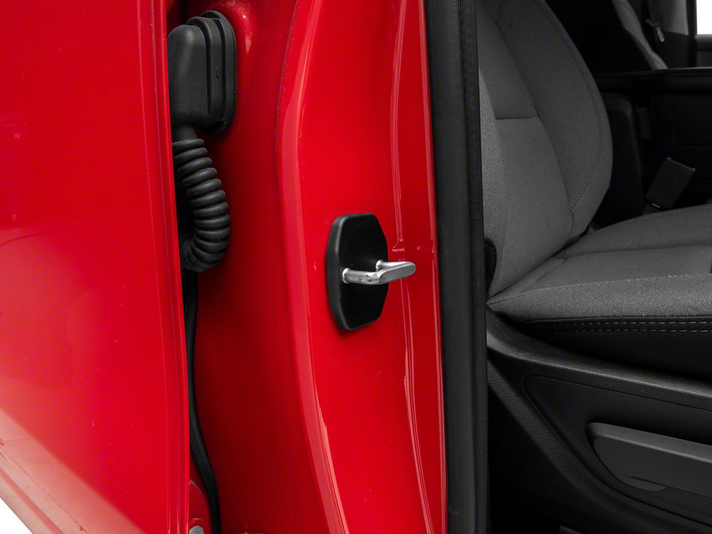 RedRock Door Striker Trim Set; Black (09-25 RAM 1500)