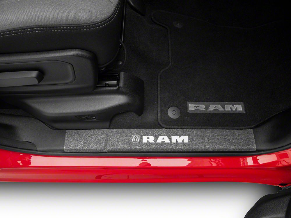 RAM Licensed by RedRock Door Sill Body Shield Decal; White (02-18 RAM 1500)