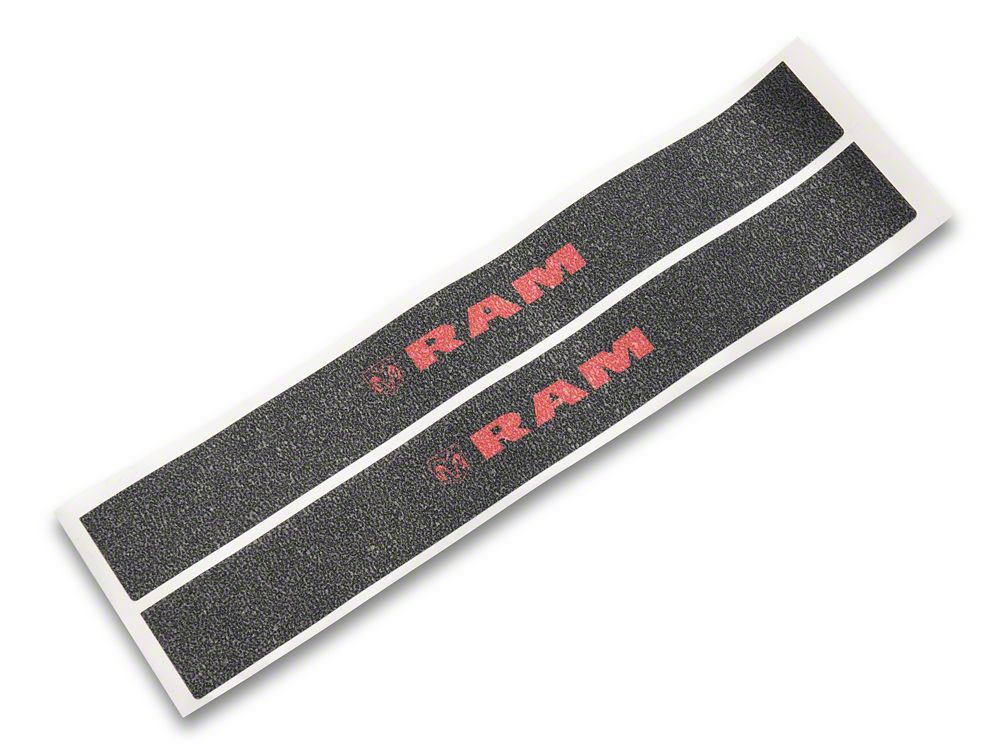 RAM Licensed by RedRock Door Sill Body Shield Decal; Red (02-18 RAM 1500)