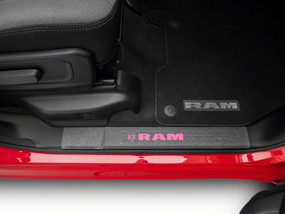 RAM Licensed by RedRock Door Sill Body Shield Decal; Pink (02-18 RAM 1500)
