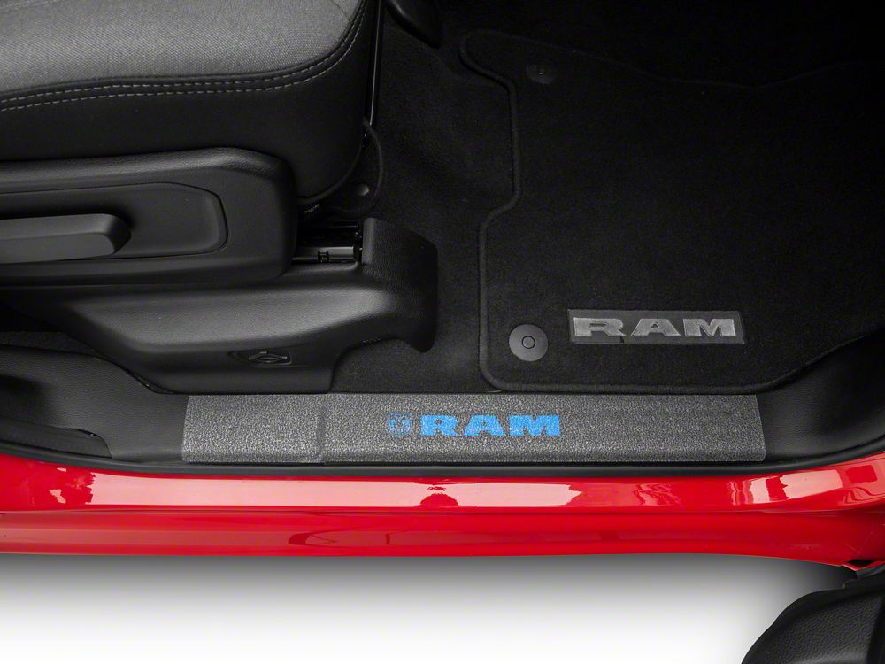 RAM Licensed by RedRock Door Sill Body Shield Decal; Blue (02-18 RAM 1500)