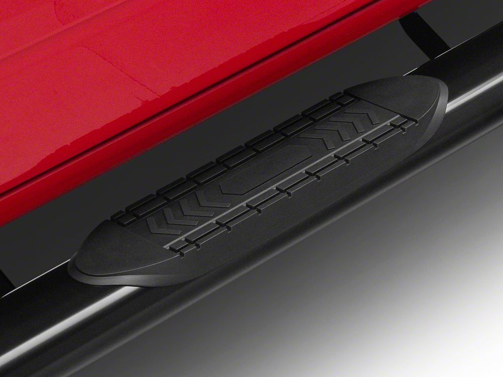 RedRock 6-Inch Oval Bent End Side Step Bars; Black (19-25 RAM 1500 Crew Cab)