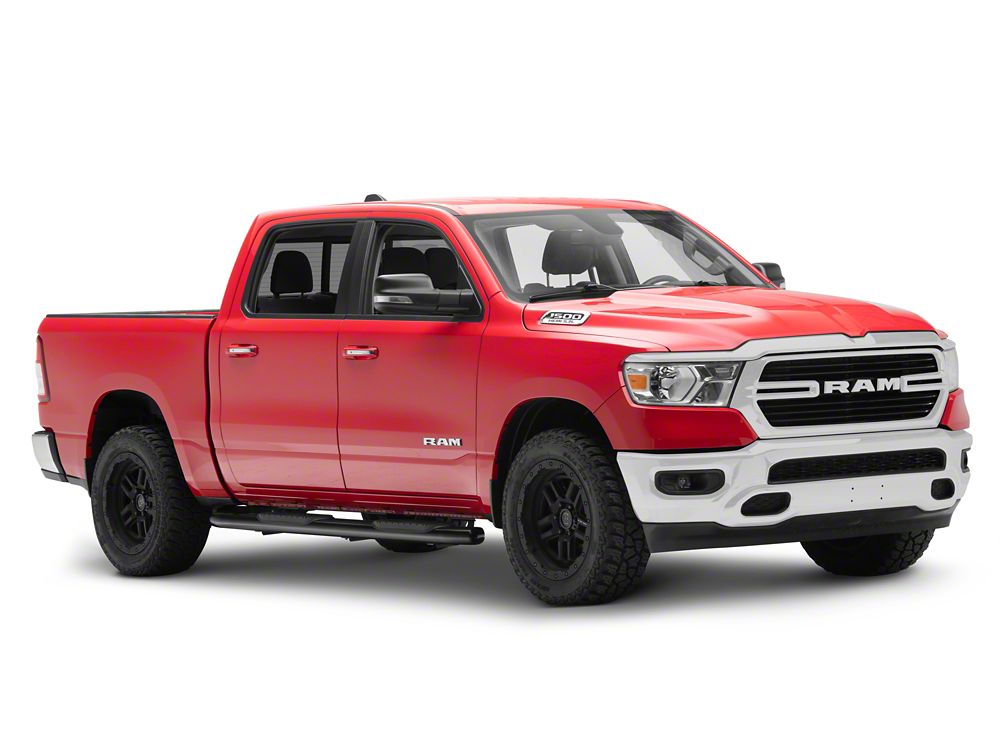 RedRock 6-Inch Oval Bent End Side Step Bars; Black (19-25 RAM 1500 Crew Cab)