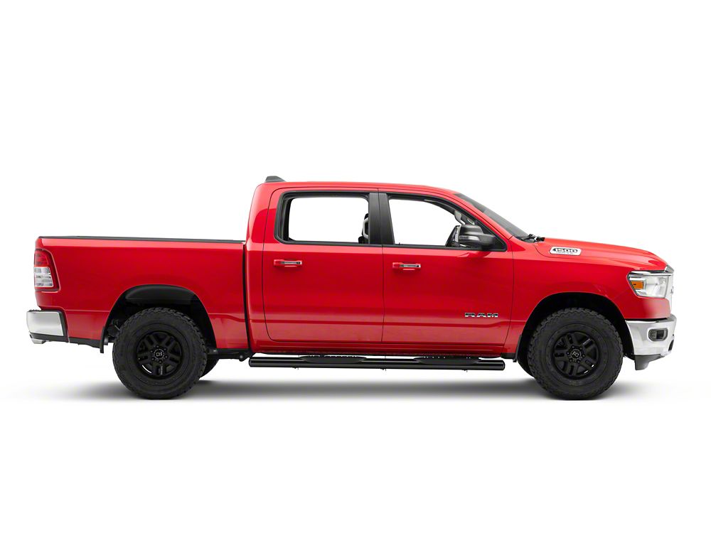 RedRock 6-Inch Oval Bent End Side Step Bars; Black (19-25 RAM 1500 Crew Cab)