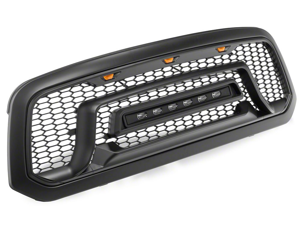 RedRock Armor Upper Replacement Grille with LED Off Road Lights and DRL (13-18 RAM 1500, Excluding Rebel)