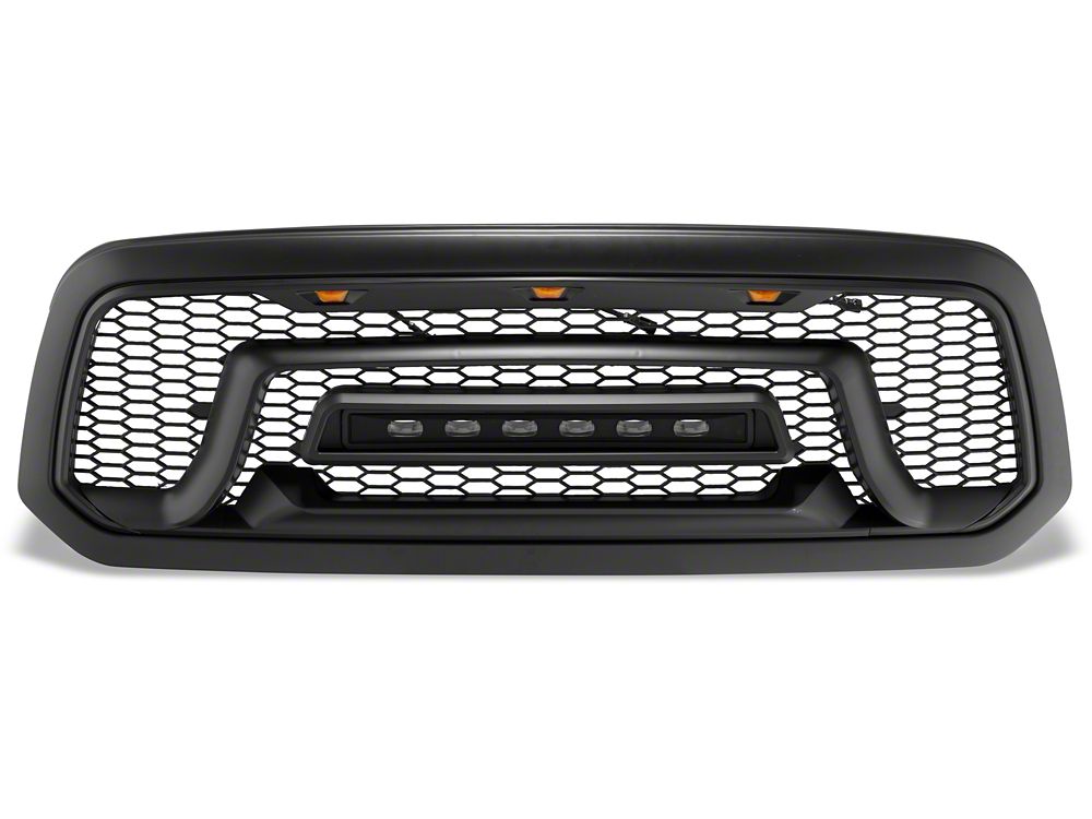 RedRock Armor Upper Replacement Grille with LED Off Road Lights and DRL (13-18 RAM 1500, Excluding Rebel)