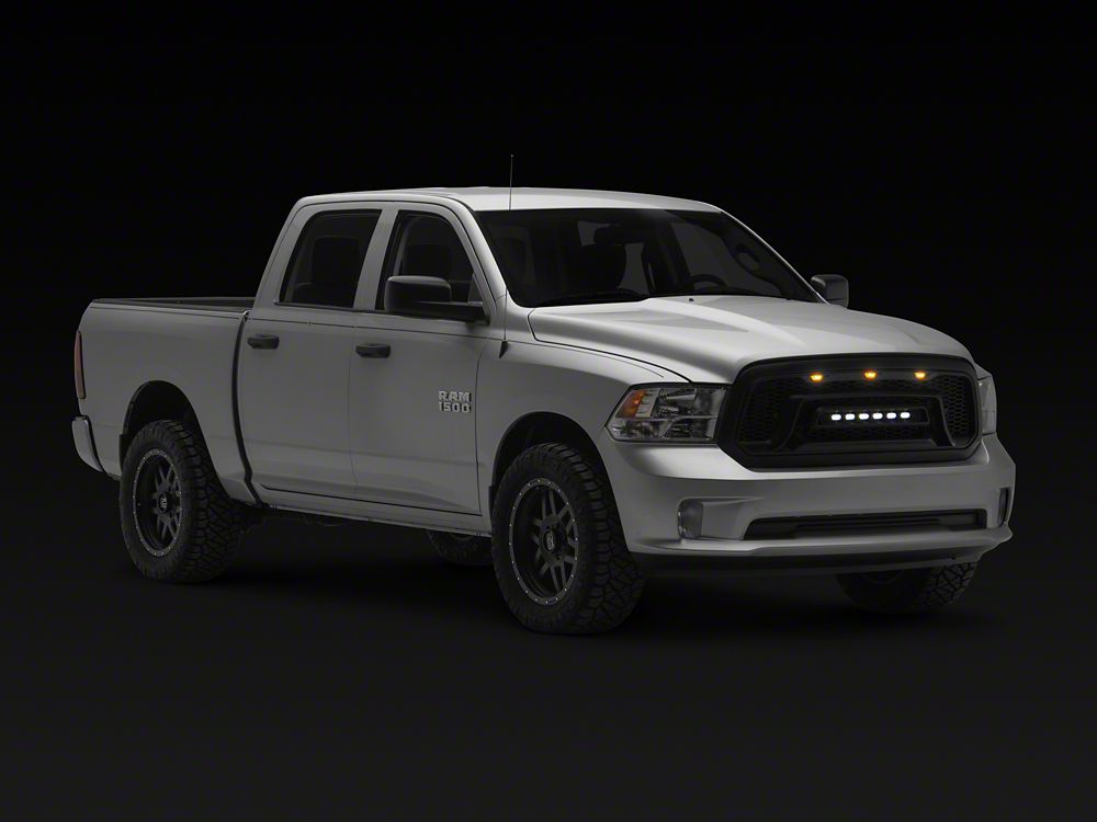 RedRock Armor Upper Replacement Grille with LED Off Road Lights and DRL (13-18 RAM 1500, Excluding Rebel)