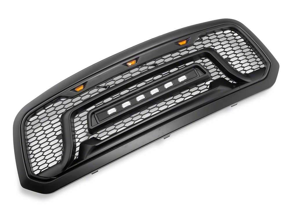 RedRock Armor Upper Replacement Grille with LED Off Road Lights and DRL (13-18 RAM 1500, Excluding Rebel)