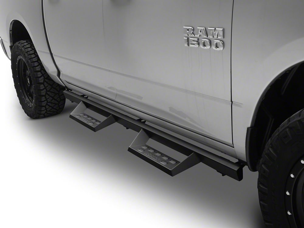 RedRock 4-Inch Drop TC1 Running Boards; Textured Black (09-18 RAM 1500 Crew Cab)
