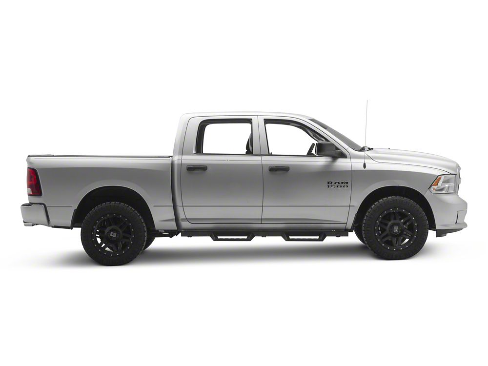 RedRock 4-Inch Drop TC1 Running Boards; Textured Black (09-18 RAM 1500 Crew Cab)