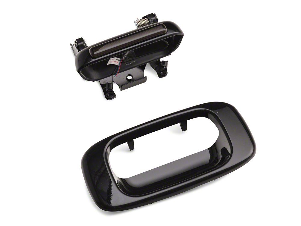 RedRock Black LED Tailgate Handle; Red LED; Smoked (99-06 Sierra 1500)