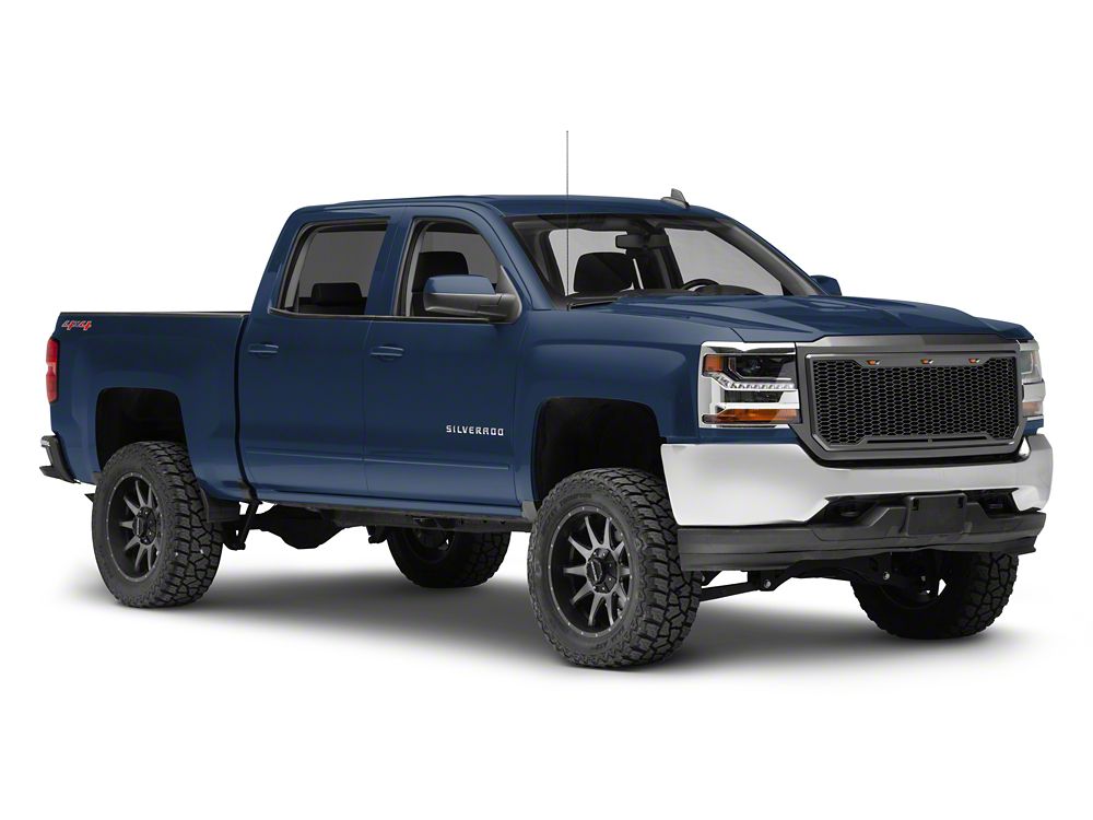 RedRock Baja Upper Replacement Grille with LED Lighting; Charcoal (16-18 Silverado 1500)