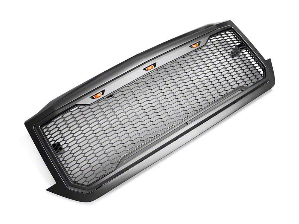 RedRock Baja Upper Replacement Grille with LED Lighting; Charcoal (16-18 Silverado 1500)