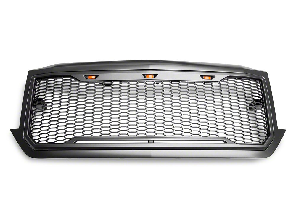 RedRock Baja Upper Replacement Grille with LED Lighting; Charcoal (16-18 Silverado 1500)