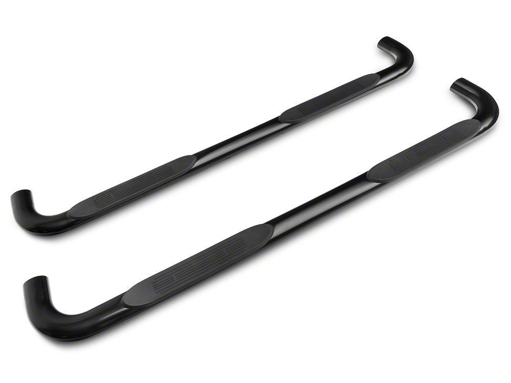 RedRock 4-Inch Oval Bent End Side Step Bars; Black (19-25 Silverado 1500 Crew Cab)