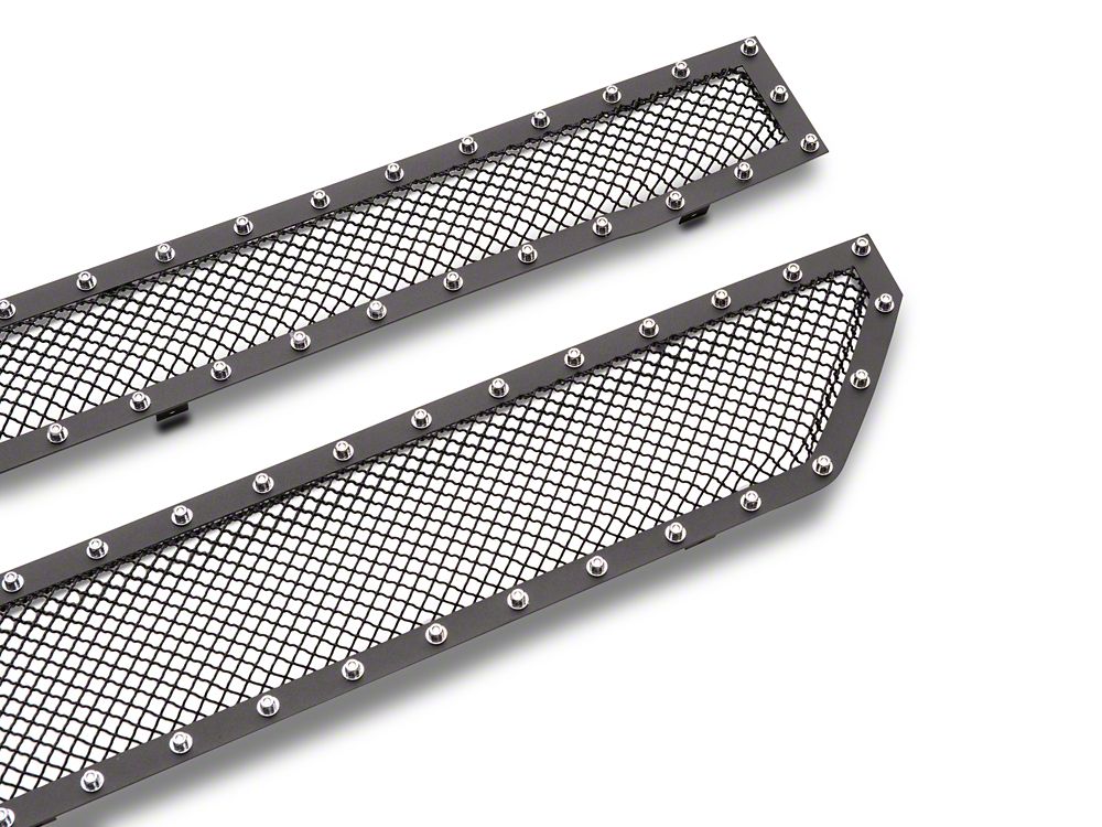 RedRock Wire Mesh Upper Overlay Grille with Rivets; Black (16-18 Silverado 1500 w/o Z71 Package)
