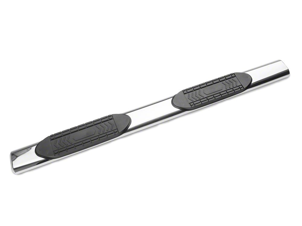 RedRock 6-Inch Oval Straight End Side Step Bars; Stainless Steel (19-25 Silverado 1500 Double Cab)