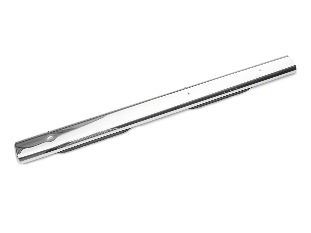 RedRock 6-Inch Oval Straight End Side Step Bars; Stainless Steel (19-25 Silverado 1500 Double Cab)