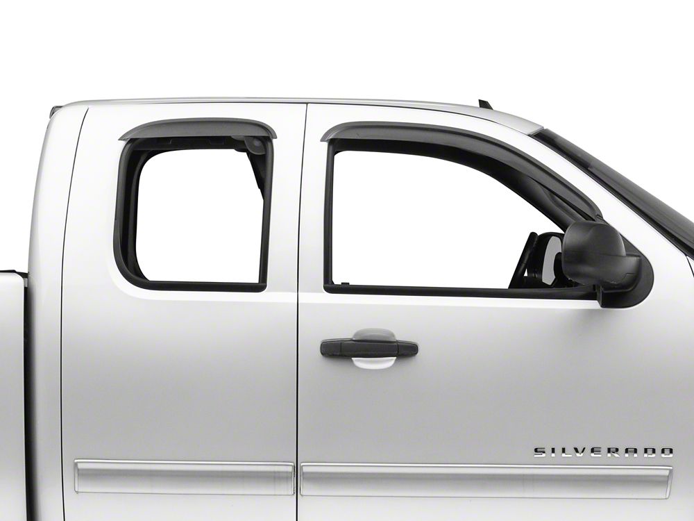 RedRock Window Deflectors; Front and Rear; Smoked (07-13 Silverado 1500 Extended Cab)