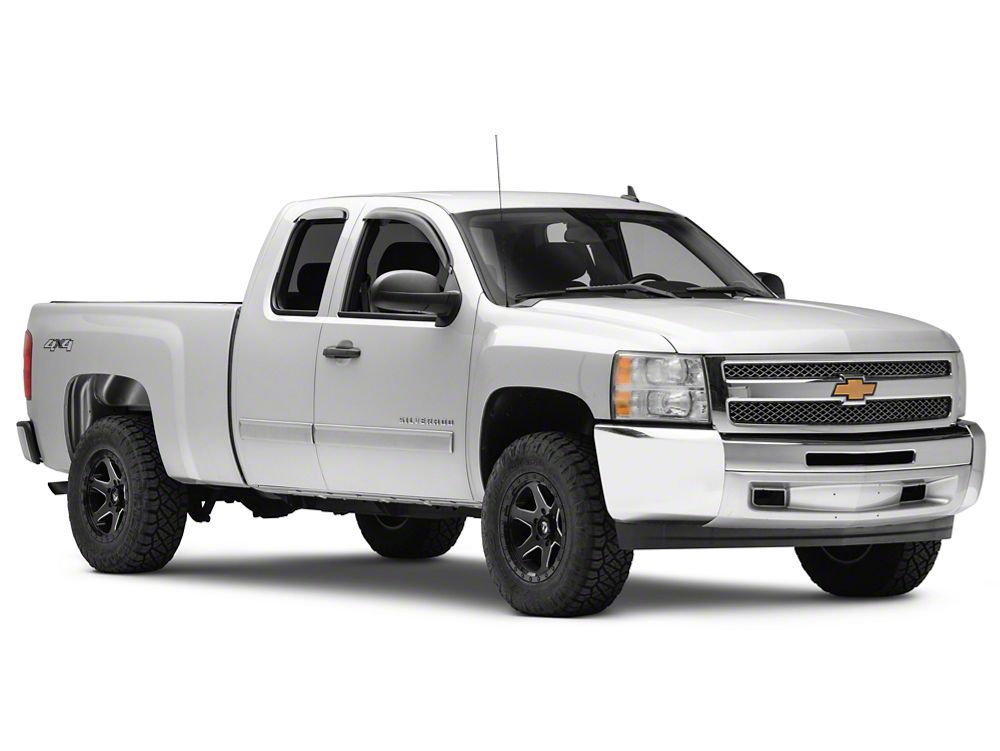 RedRock Window Deflectors; Front and Rear; Smoked (07-13 Silverado 1500 Extended Cab)