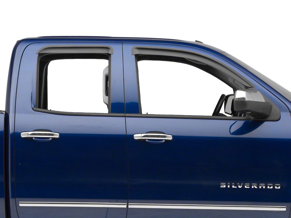 RedRock Window Deflectors; Front and Rear; Smoked (14-18 Silverado 1500 Double Cab)