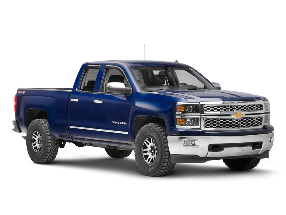 RedRock Window Deflectors; Front and Rear; Smoked (14-18 Silverado 1500 Double Cab)