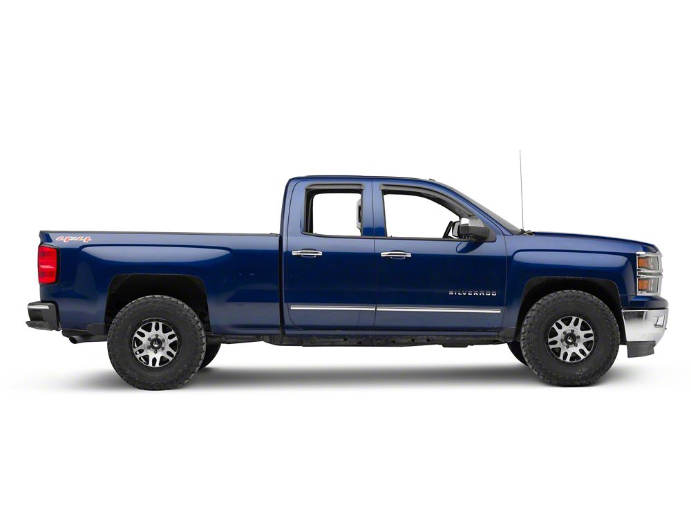 RedRock Window Deflectors; Front and Rear; Smoked (14-18 Silverado 1500 Double Cab)