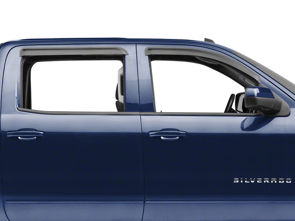 RedRock Window Deflectors; Front and Rear; Smoked (14-18 Silverado 1500 Crew Cab)