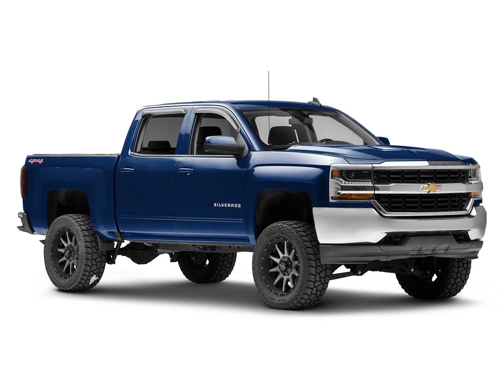 RedRock Window Deflectors; Front and Rear; Smoked (14-18 Silverado 1500 Crew Cab)
