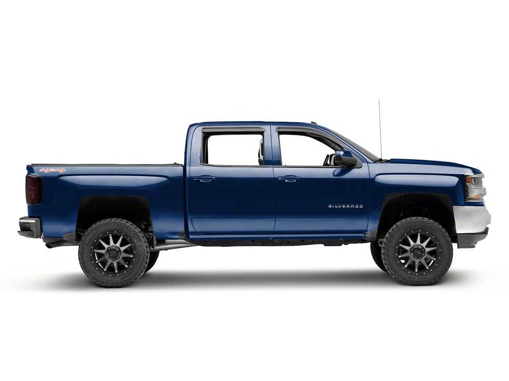 RedRock Window Deflectors; Front and Rear; Smoked (14-18 Silverado 1500 Crew Cab)