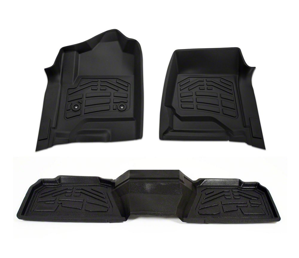 RedRock Sure-Fit Front and Second Row Floor Liners; Black (14-18 Silverado 1500 Crew Cab)