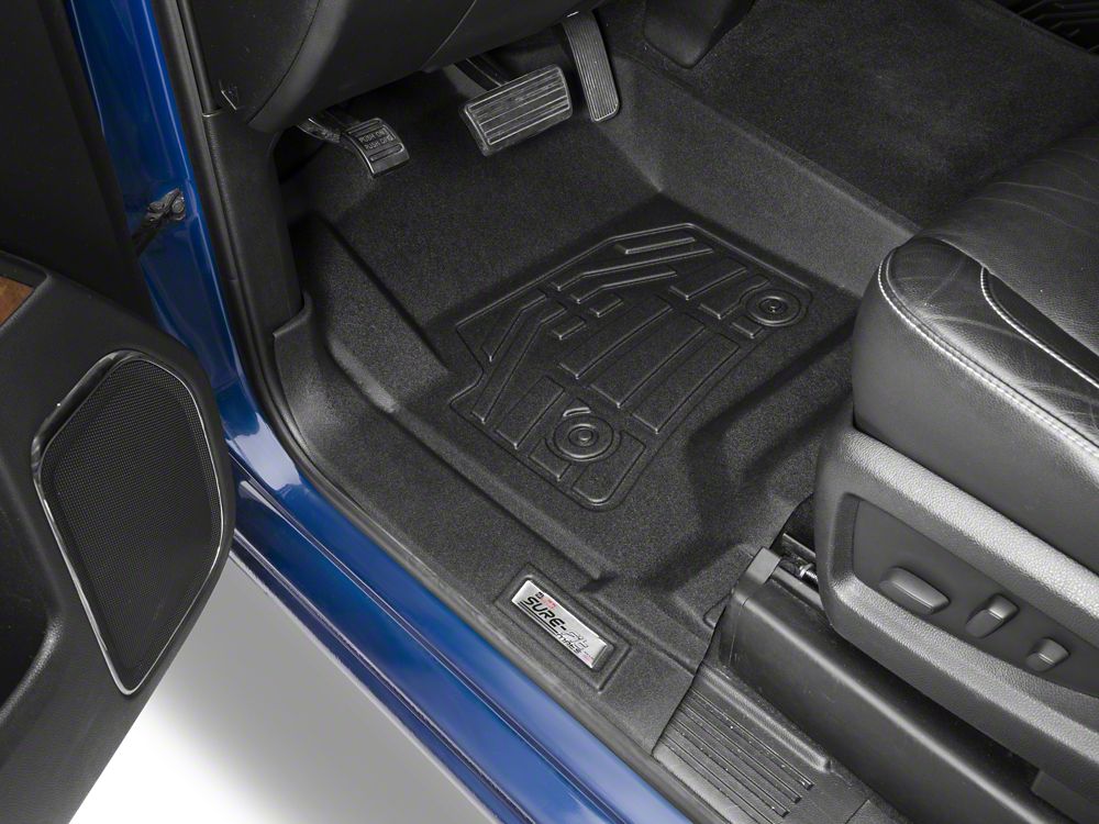 RedRock Sure-Fit Front and Second Row Floor Liners; Black (14-18 Silverado 1500 Double Cab)