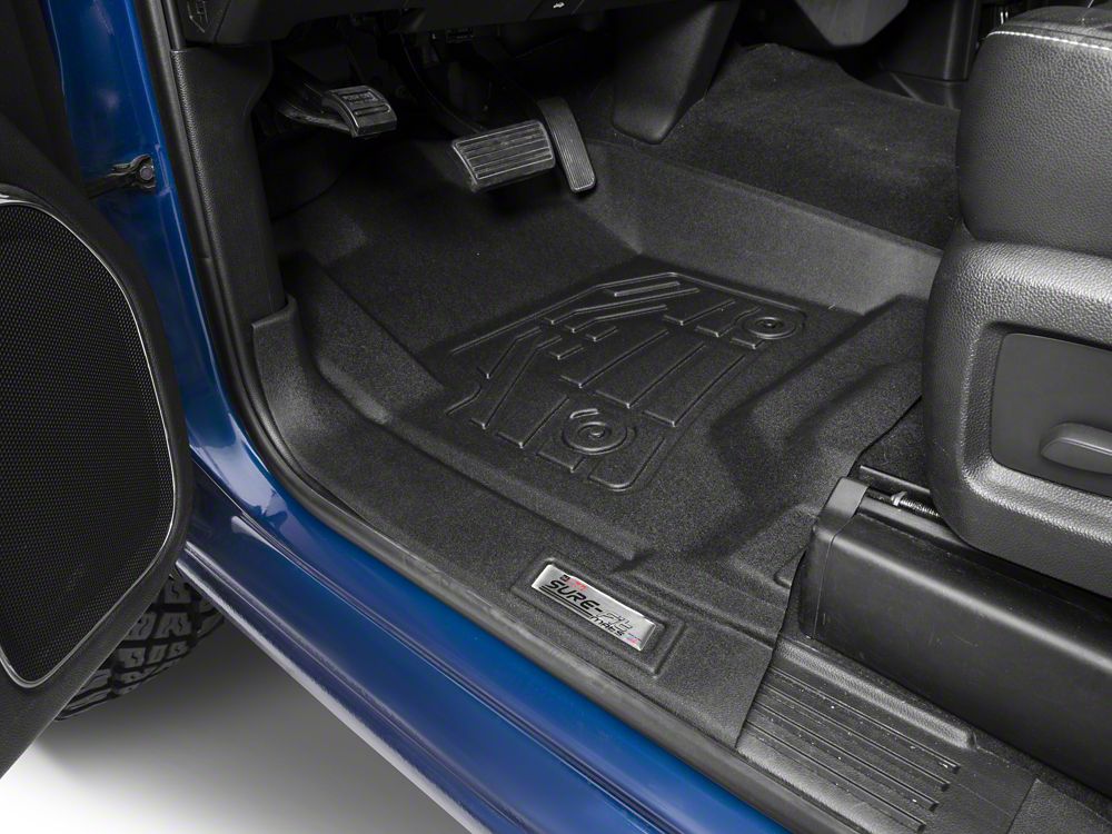 RedRock Sure-Fit Front and Second Row Floor Liners; Black (14-18 Silverado 1500 Double Cab)