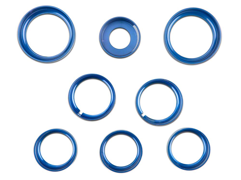 RedRock Billet Interior Knob Cover Kit; Blue (14-18 Silverado 1500)