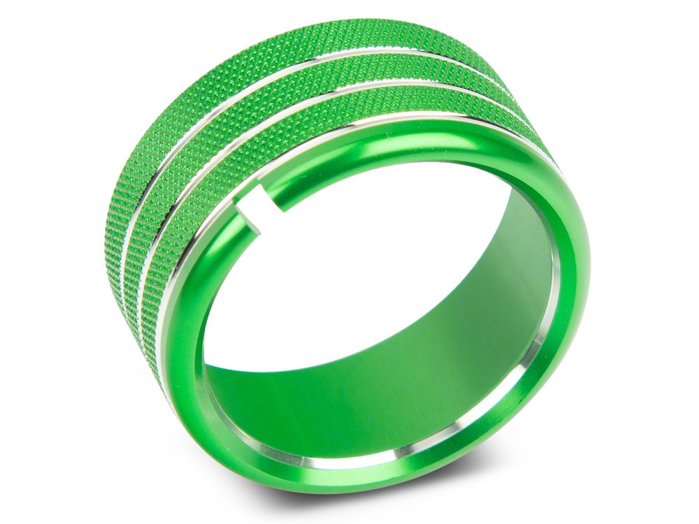 RedRock Billet Interior Knob Cover Kit; Green (14-18 Silverado 1500)