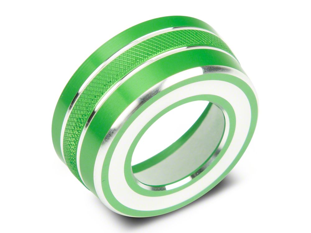 RedRock Billet Interior Knob Cover Kit; Green (14-18 Silverado 1500)
