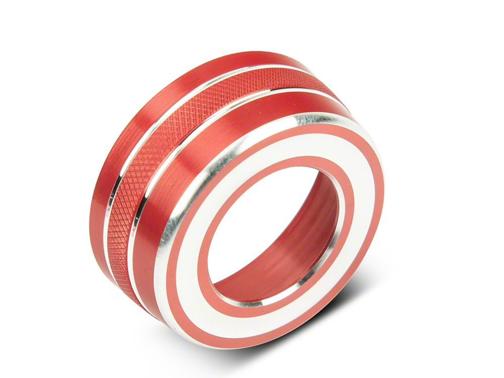 RedRock Billet Interior Knob Cover Kit; Red (14-18 Silverado 1500)