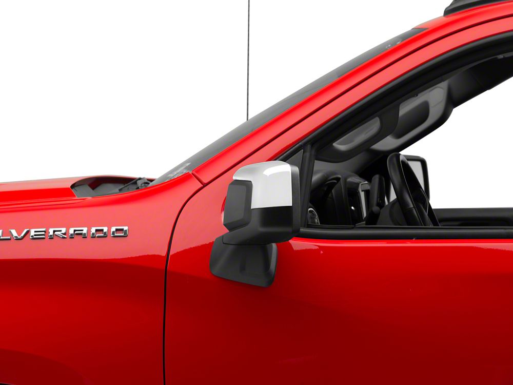 RedRock Standard Mirror Covers; Chrome (19-25 Silverado 1500)