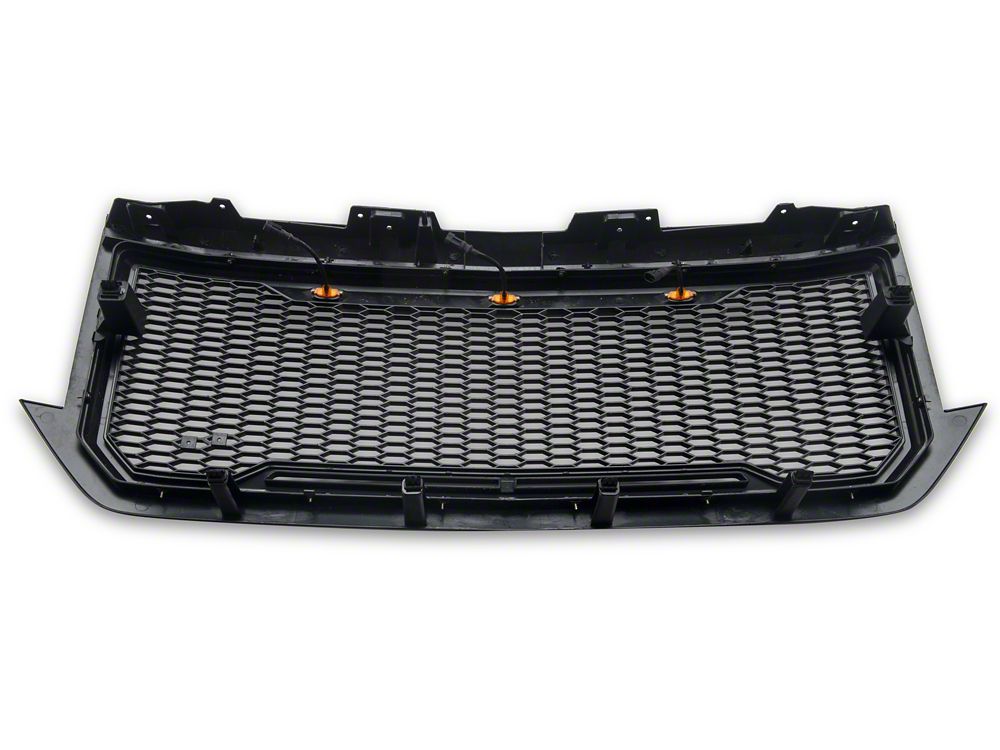 RedRock Baja Upper Replacement Grille with LED Lighting; Matte Black (16-18 Silverado 1500)