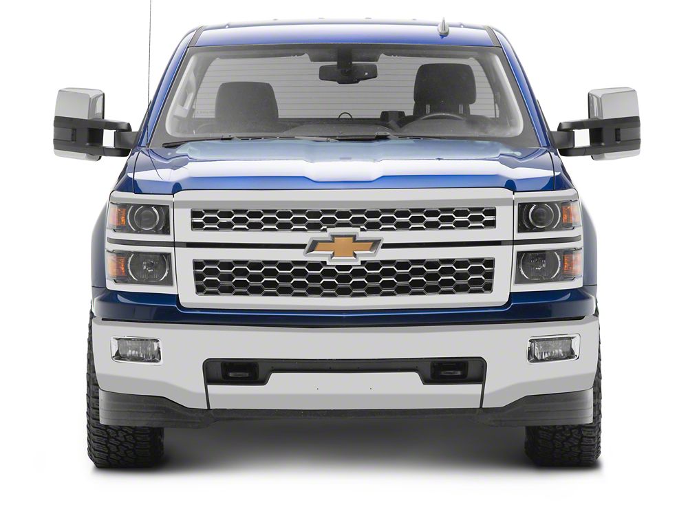 RedRock Powered Heated Towing Mirrors with Smoked Amber LED Turn Signal; Chrome (14-17 Silverado 1500)