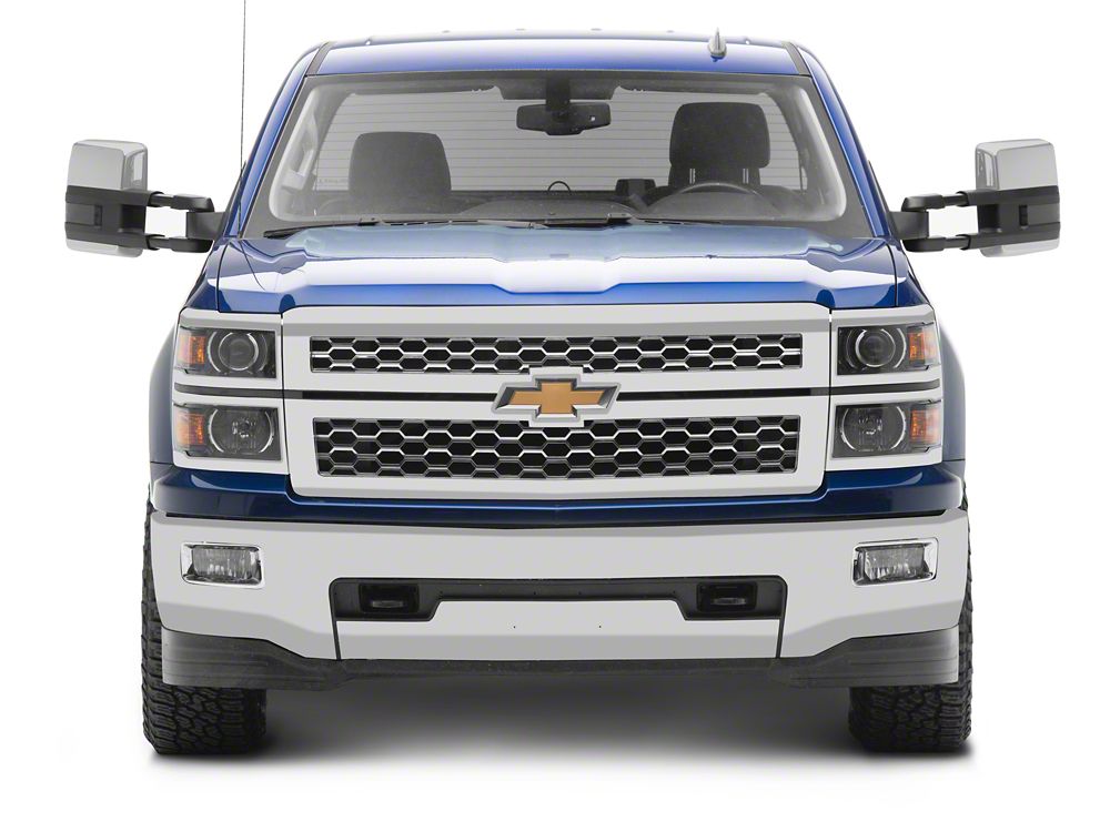 RedRock Powered Heated Towing Mirrors with Smoked Amber LED Turn Signal; Chrome (14-17 Silverado 1500)