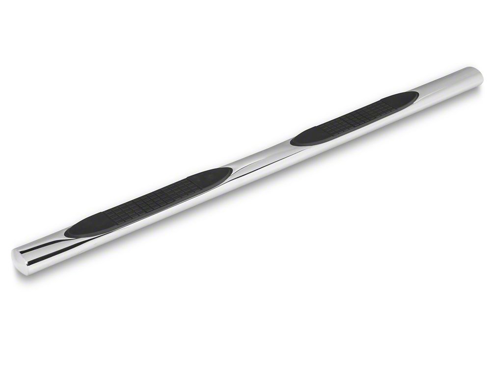 RedRock 4-Inch Oval Straight Side Step Bars; Stainless Steel (19-25 Silverado 1500 Double Cab)