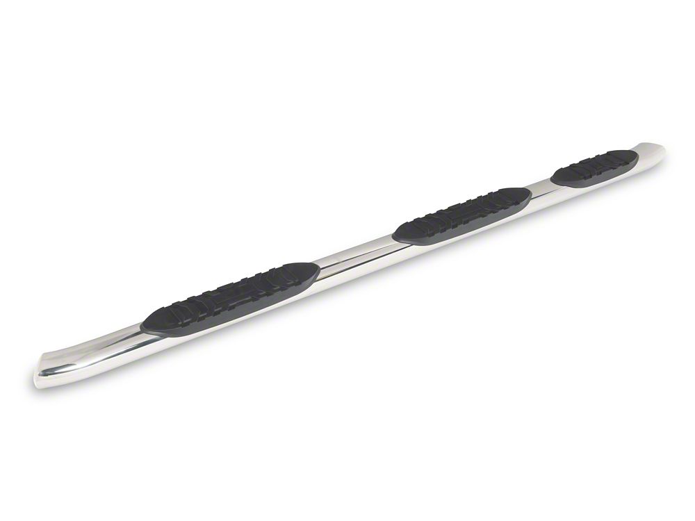 RedRock 5-Inch Oval Bent Wheel to Wheel Side Step Bars; Stainless Steel (19-25 Silverado 1500 Double Cab)