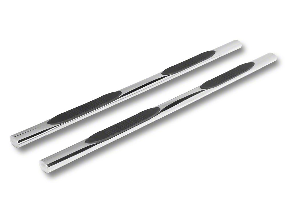 RedRock 4-Inch Oval Straight Side Step Bars; Stainless Steel (19-25 Silverado 1500 Crew Cab)