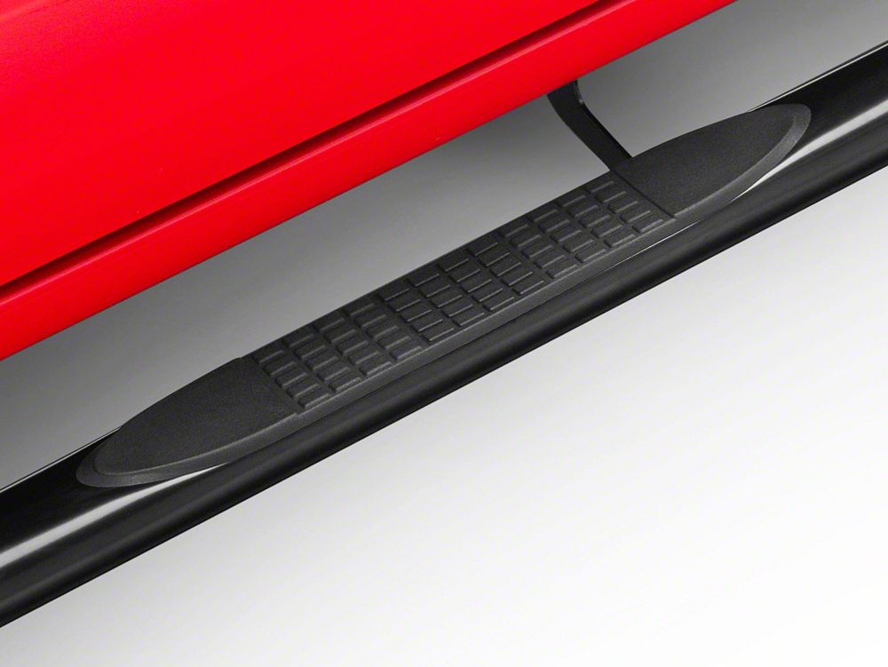 RedRock 4-Inch Oval Straight Side Step Bars; Black (19-25 Silverado 1500 Crew Cab)