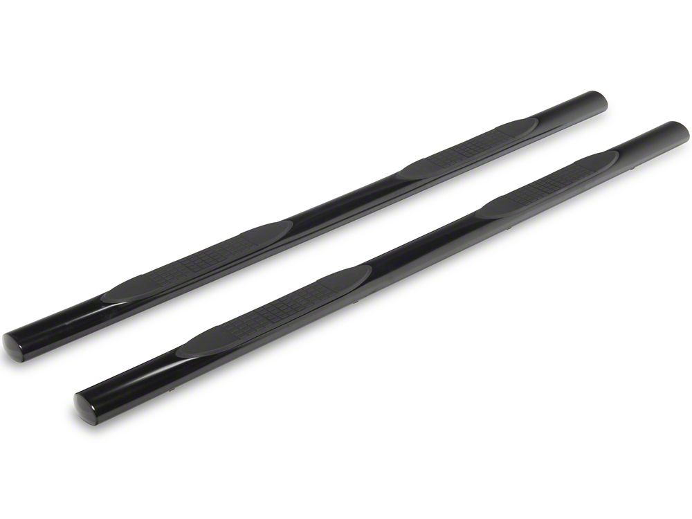 RedRock 4-Inch Oval Straight Side Step Bars; Black (19-25 Silverado 1500 Crew Cab)
