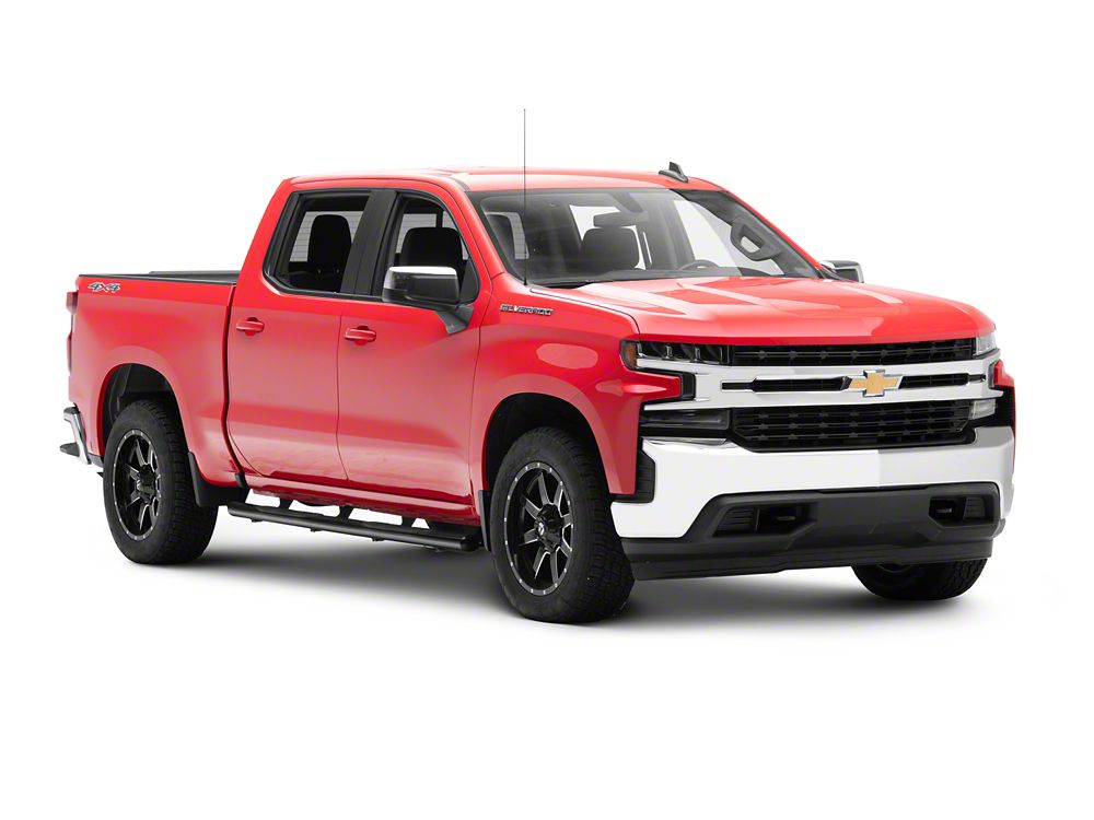 RedRock 4-Inch Oval Straight Side Step Bars; Black (19-25 Silverado 1500 Crew Cab)