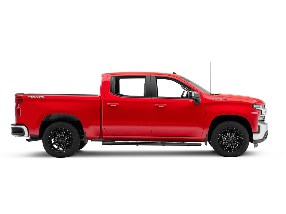 RedRock 4-Inch Oval Straight Side Step Bars; Black (19-25 Silverado 1500 Crew Cab)